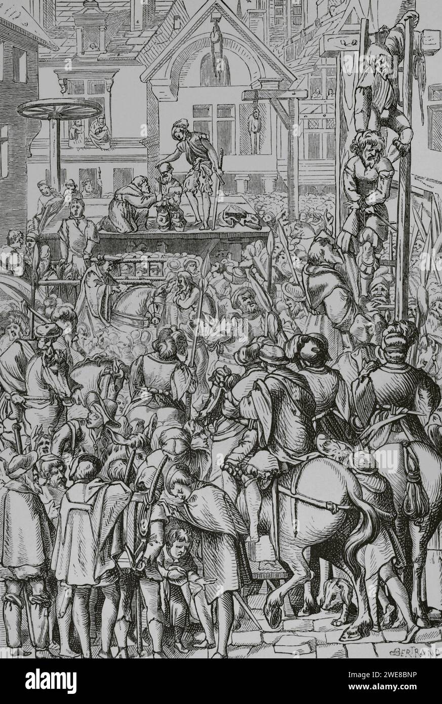 Executed Renaissance Exécution publique. Fac-similé d'une gravure dans 'Praxis Criminalis ...