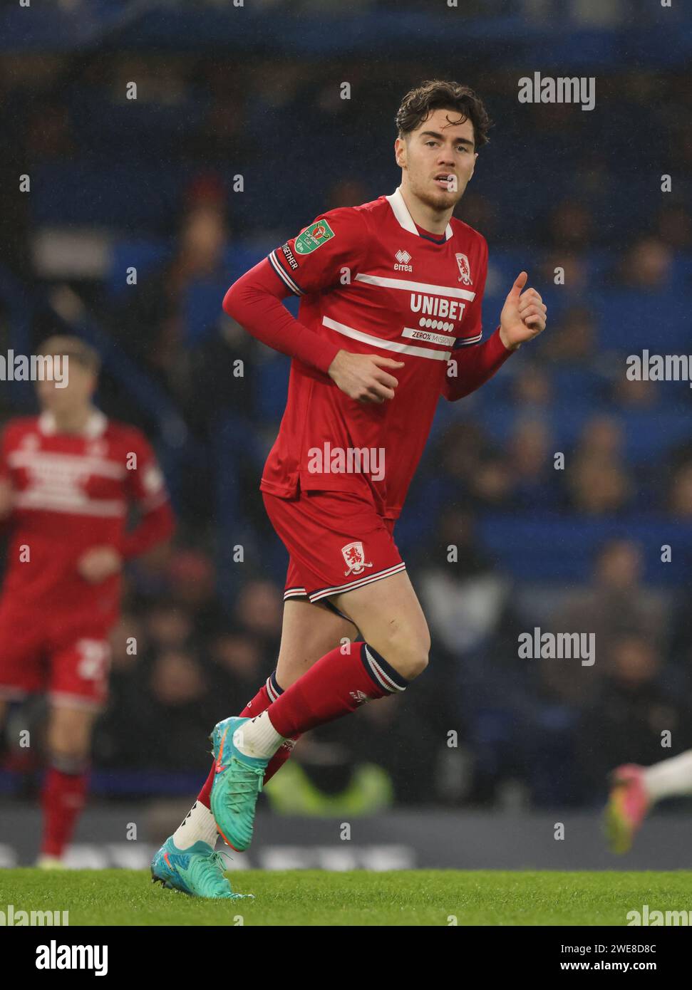 Londres, Royaume-Uni. 23 janvier 2024. Hayden Hackney (M) au Chelsea v Middlesbrough EFL Cup demi-finale 2e match, à Stamford Bridge, Londres, Royaume-Uni, le 23 janvier 2024. Crédit : Paul Marriott/Alamy Live News Banque D'Images