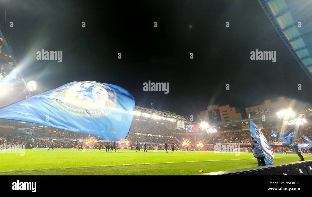 Londres, Royaume-Uni. 23 janvier 2024. Pré-match au Chelsea v Middlesbrough EFL Cup demi-finale 2e match, à Stamford Bridge, Londres, Royaume-Uni, le 23 janvier 2024. Crédit : Paul Marriott/Alamy Live News Banque D'Images