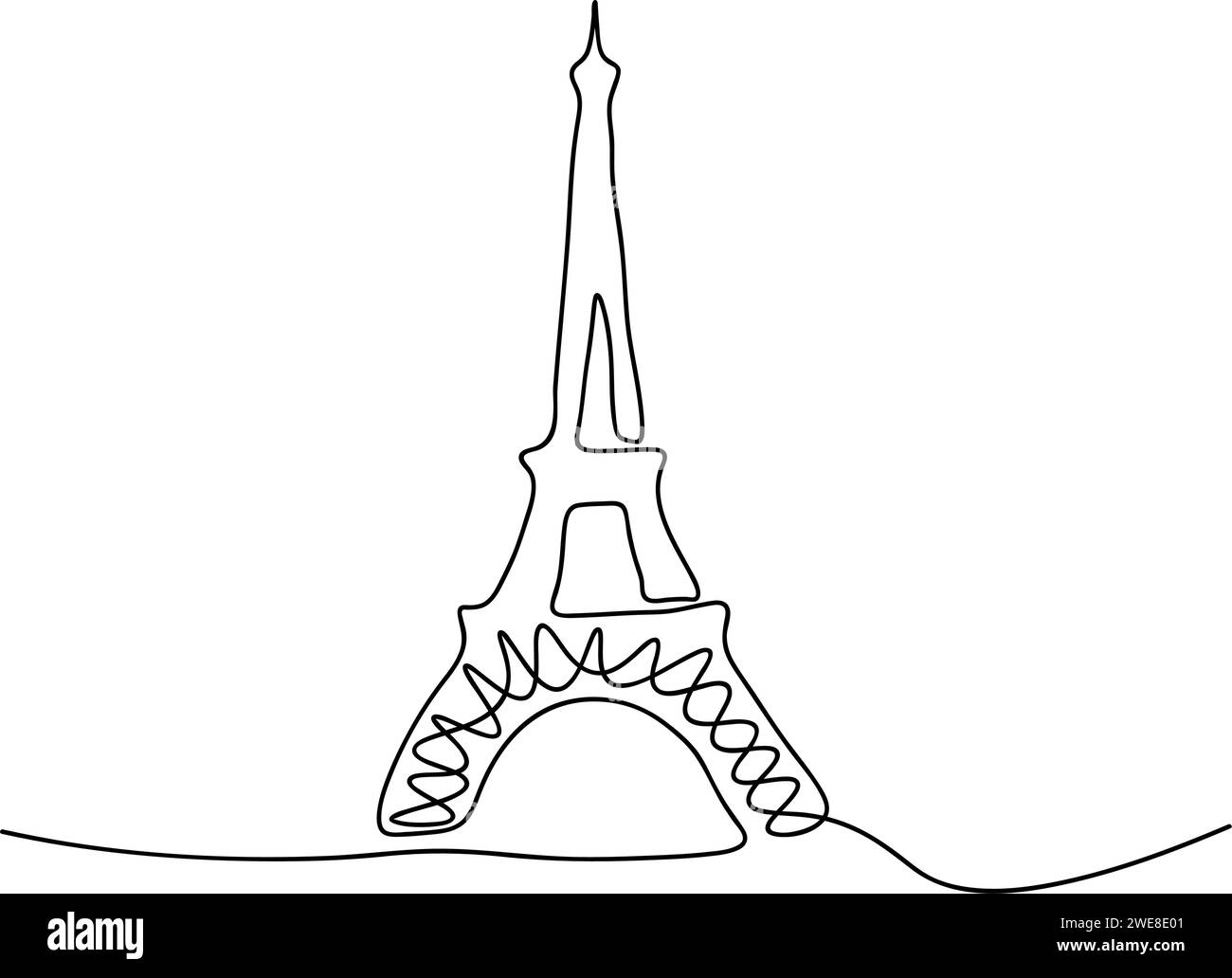 Paris Tour Eiffel continue une ligne tracée. Illustration des attractions de Paris. isolé. Illustration vectorielle Illustration de Vecteur