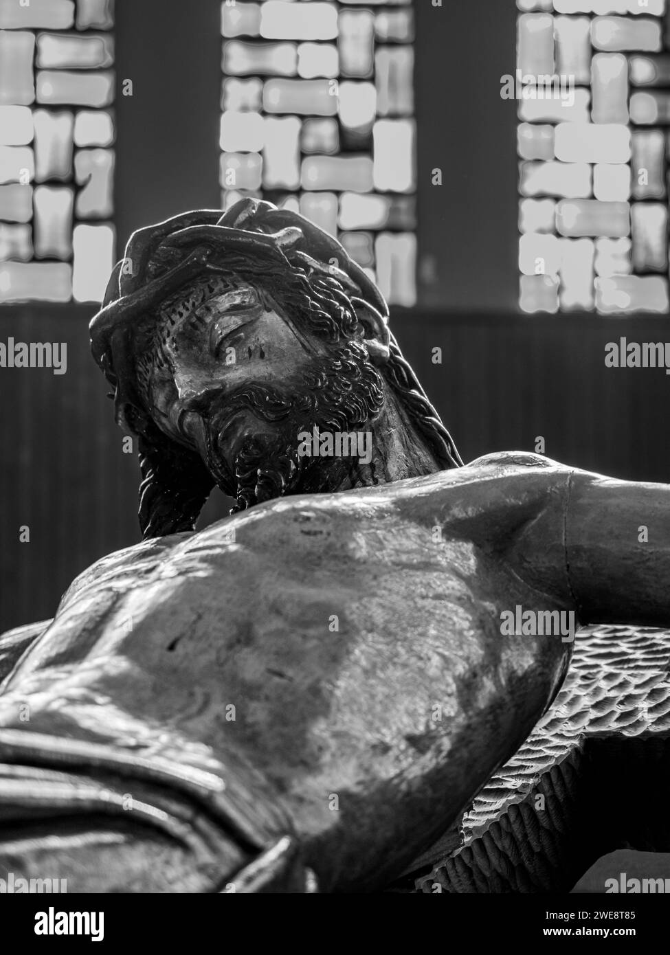 Christ de l'espérance de Huesca. Semaine Sainte Huesca. Christ Parish of Perpetual Help Banque D'Images