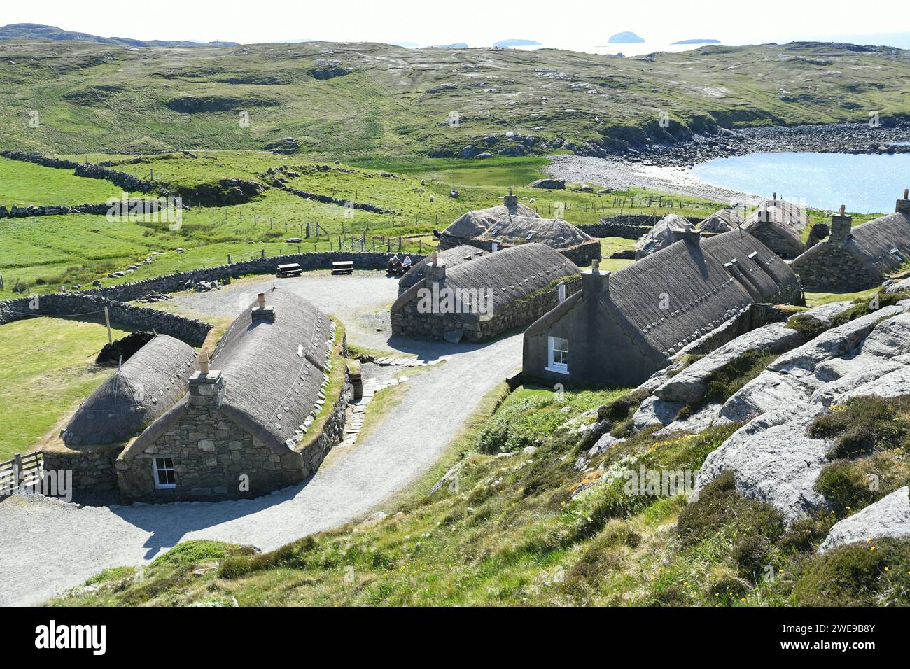 Na Geàrrannan Blackhouse Village près de Carloway, île de Lewis, Écosse Banque D'Images