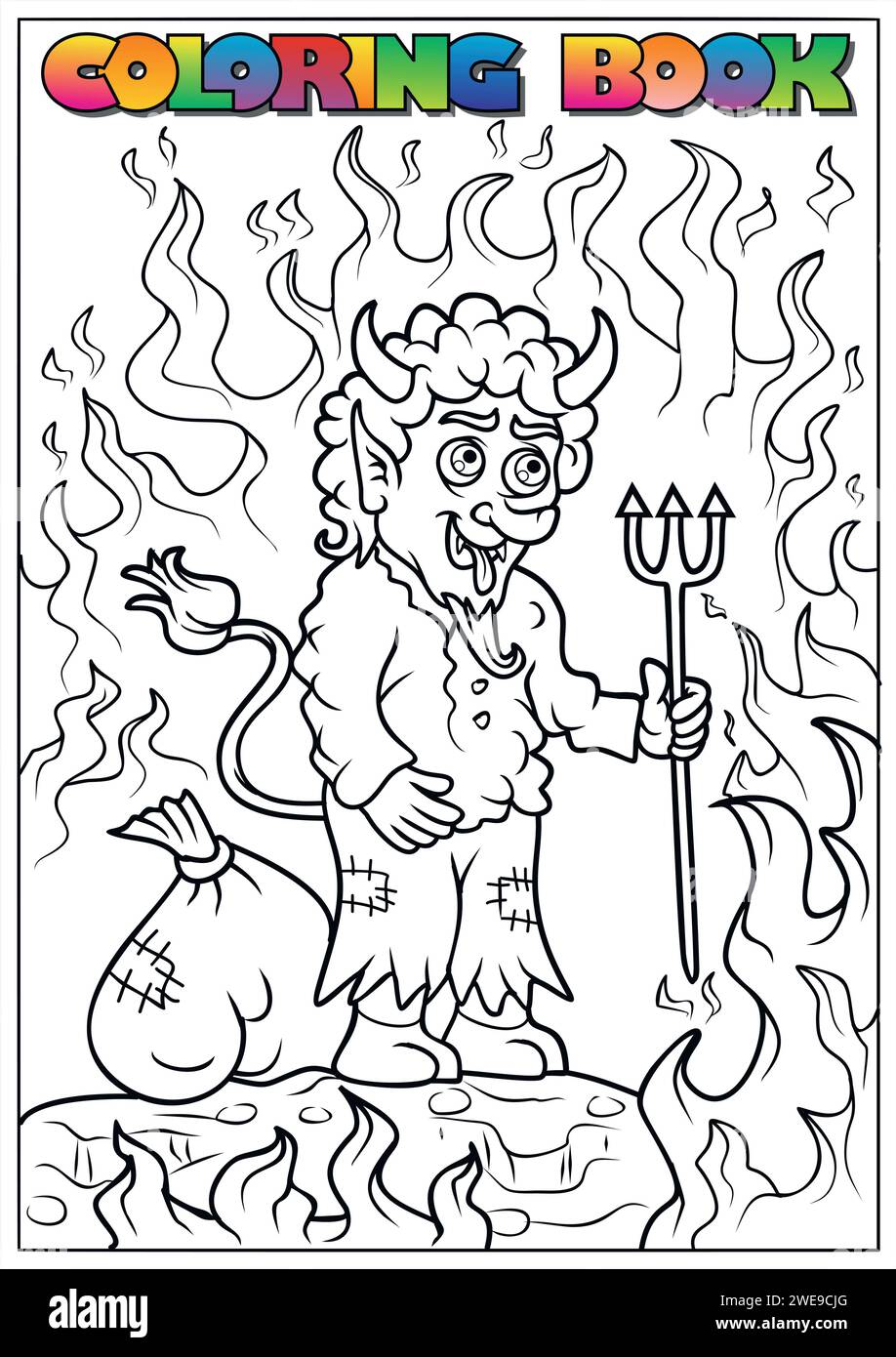 enfants coloriage hiver livre-diable en enfer Illustration de Vecteur