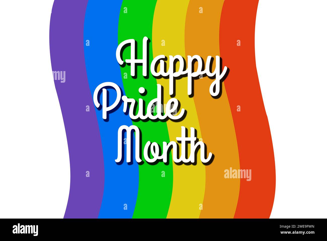 LGBT Rainbow Pride avec Happy Pride Month. Couleurs du drapeau Rainbow Pride. Illustration de bannière avec texte pour le mois de la fierté Banque D'Images