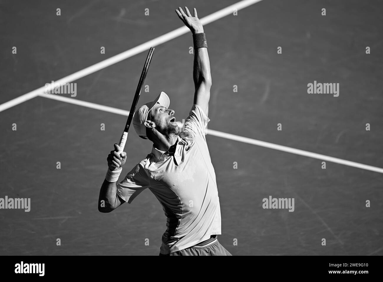 Melbourne, Australie. 23 janvier 2024. Novak Djokovic de Serbie lors de l'Open d'Australie 2024 Grand Chelem tournoi de tennis le 22 janvier 2024 au Melbourne Park à Melbourne, en Australie. Photo Victor Joly/DPPI crédit : DPPI Media/Alamy Live News Banque D'Images