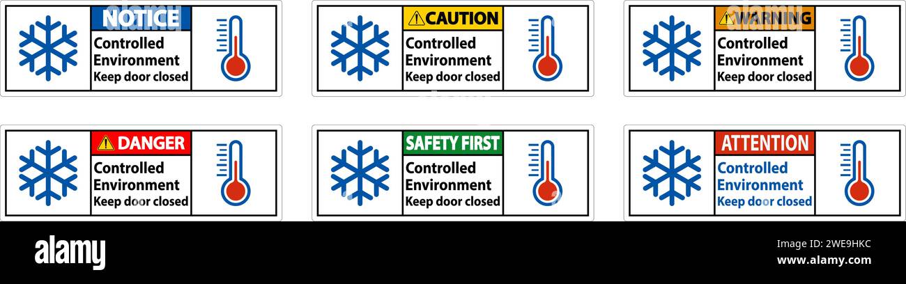 Panneau d'avis, Environnement contrôlé garder la porte fermée Illustration de Vecteur