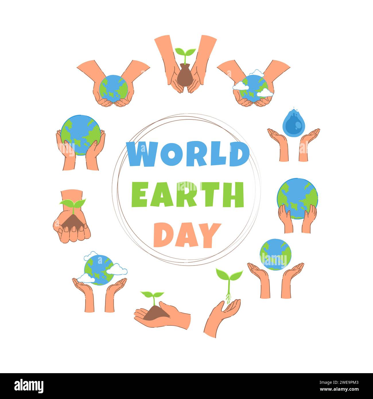 Collection vectorielle d'illustration plate de la journée mondiale de la terre. Illustration de dessin animé d'écologie et de conservation de l'environnement. Illustration de Vecteur