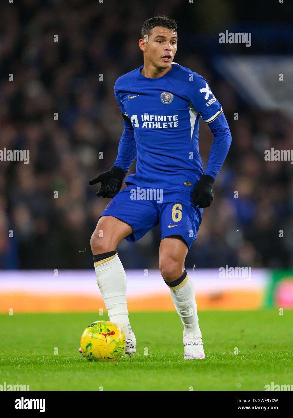 23 janvier 2024 - Chelsea v Middlesbrough - demi-finale de la coupe EFL - Stamford Bridge. Thiago Silva de Chelsea en action. Photo : Mark pain / Alamy Live News Banque D'Images