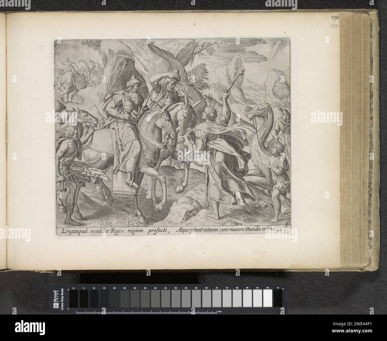 Rencontre et voyage des trois rois, 1643 imprimer les trois rois se rencontrent à une intersection et suivent ensemble l'étoile de Bethléem. Le roi noir pointe l'étoile avec son sceptre. Sous le spectacle une référence en latin au texte de la Bible en mat. 2. Ce tirage fait partie d'un album. Amsterdam voyage de gravure sur papier des trois Sages à Jérusalem Banque D'Images