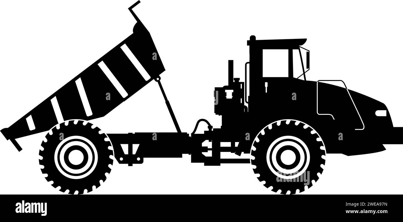 Silhouette de Dump Truck icône dans le style plat. Illustration vectorielle Illustration de Vecteur