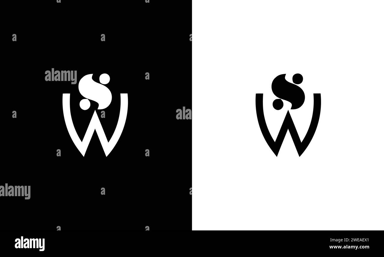 SW, WS conception abstraite initiale de logo d'alphabet de lettre de monogramme Illustration de Vecteur