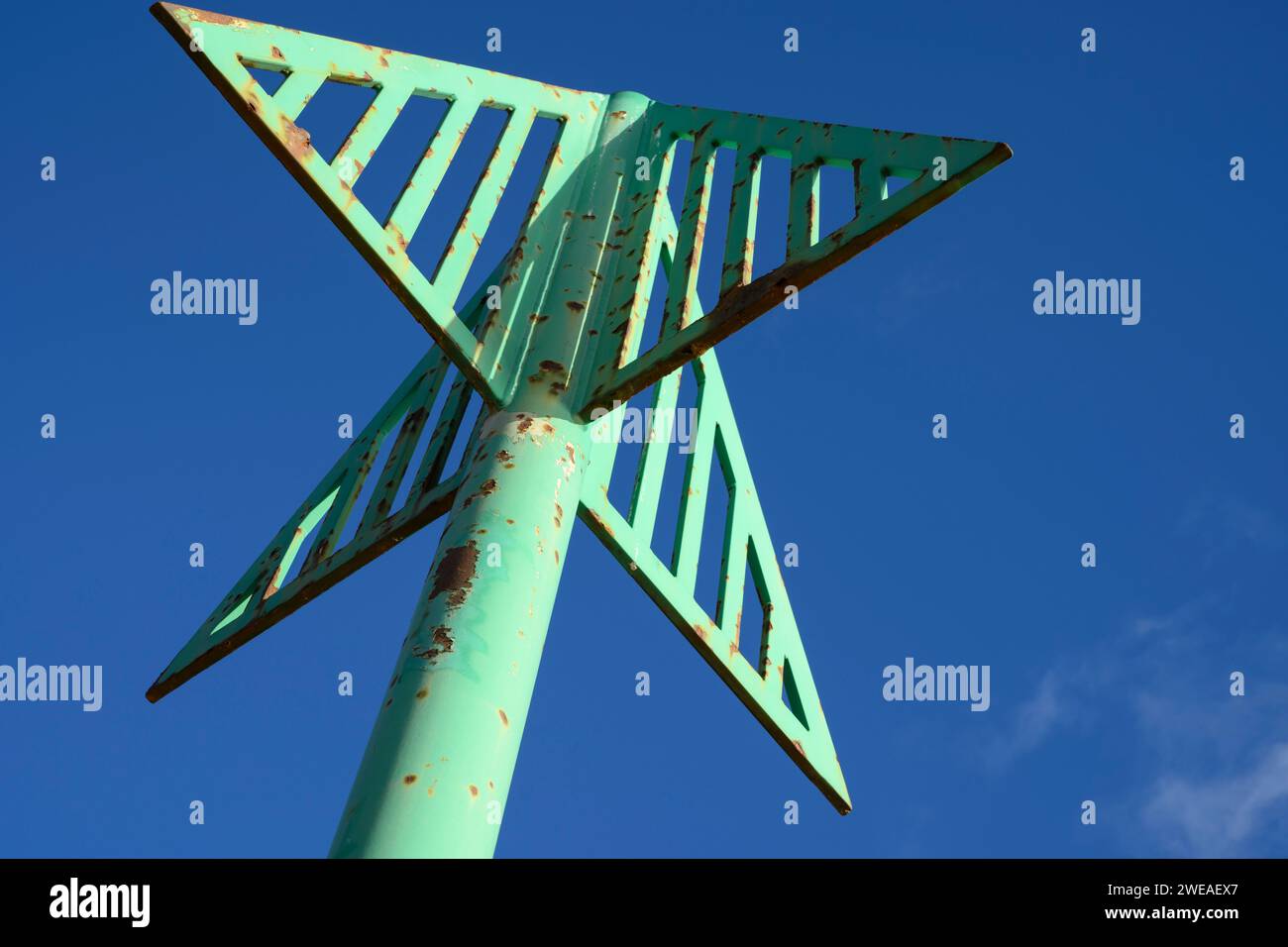 Aide à la navigation tribord à l'approche du port de Montrose, Angus, Écosse, Royaume-Uni Banque D'Images
