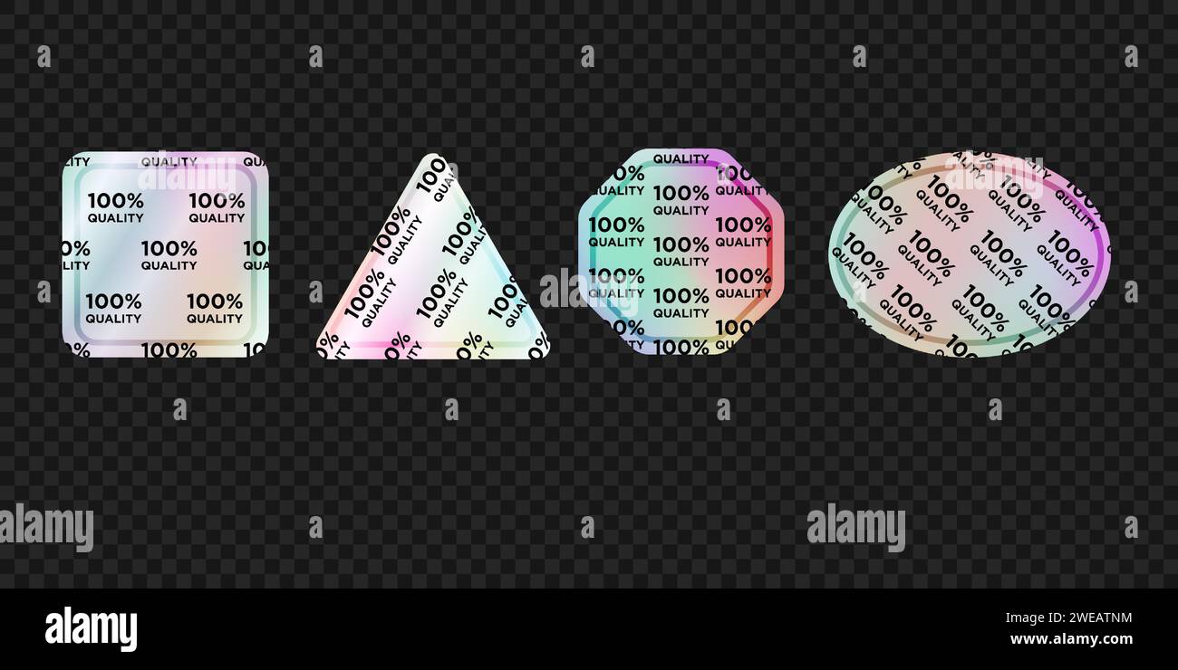 Ensemble d'icônes vectorielles de badges holographiques. Illustration de Vecteur
