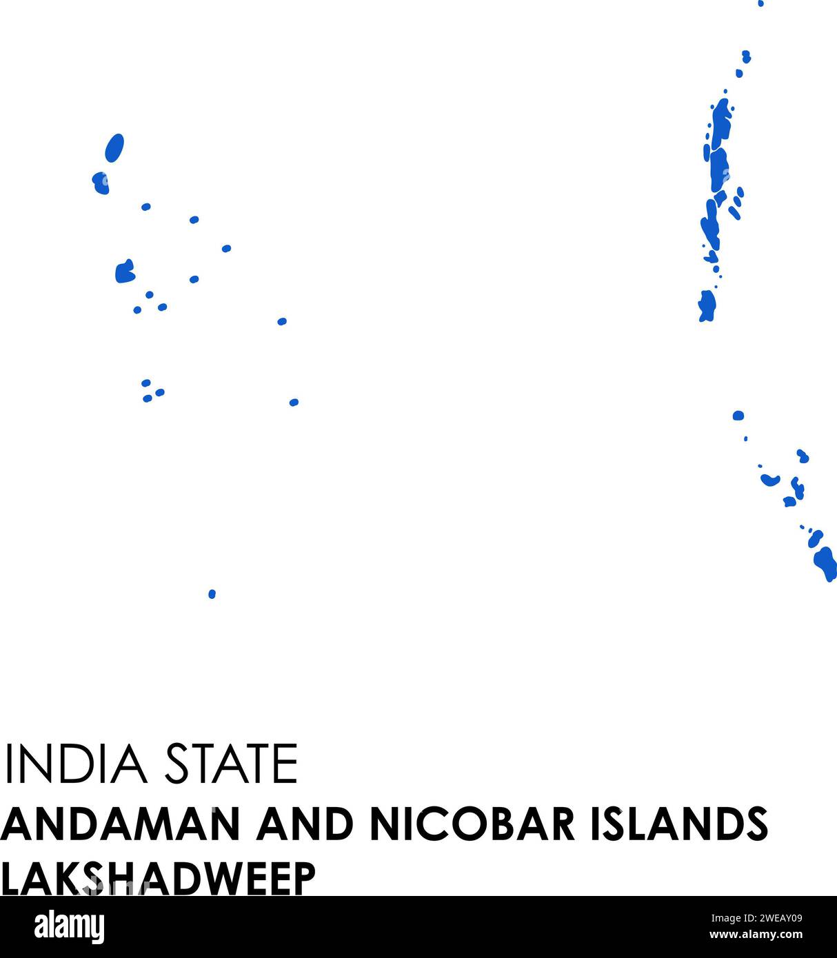 Andaman et Lakshadweep carte de l'état indien. Illustration de la carte Andaman et Lakshadweep. Banque D'Images