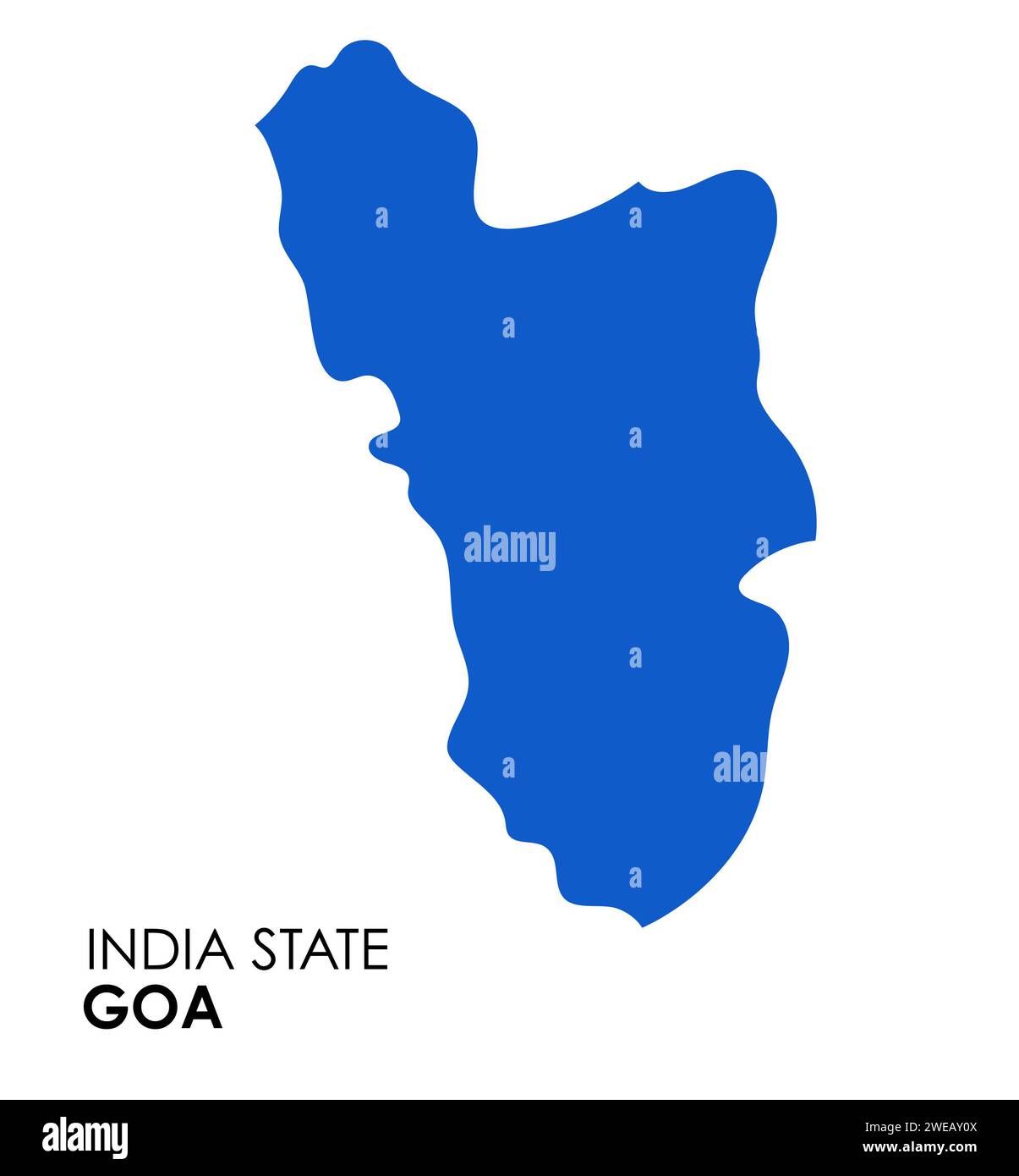 Carte Goa de l'état indien. Illustration vectorielle de carte Goa. Carte vectorielle Goa sur fond blanc. Banque D'Images