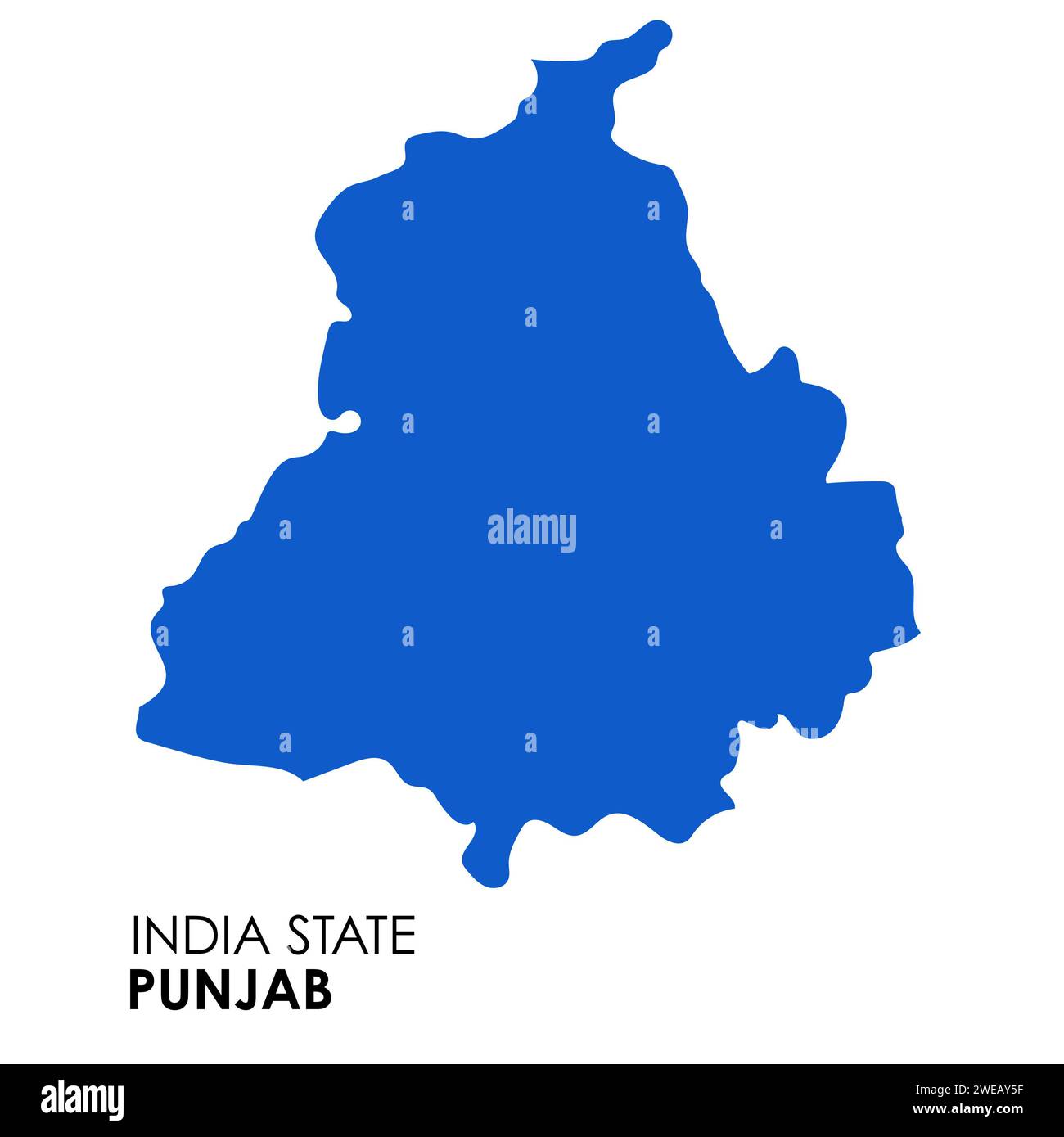 Carte du Punjab de l'état indien. Illustration vectorielle de carte du Punjab. Carte vectorielle Punjab sur fond blanc. Banque D'Images
