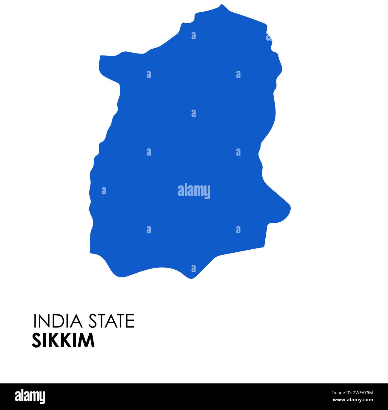 Carte du Sikkim de l'état indien. Illustration vectorielle de carte Sikkim. Carte vectorielle Sikkim sur fond blanc. Banque D'Images