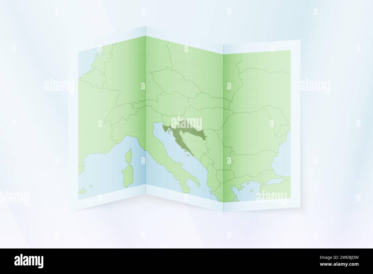 Carte de la Croatie, papier plié avec carte de la Croatie. Illustration vectorielle. Illustration de Vecteur