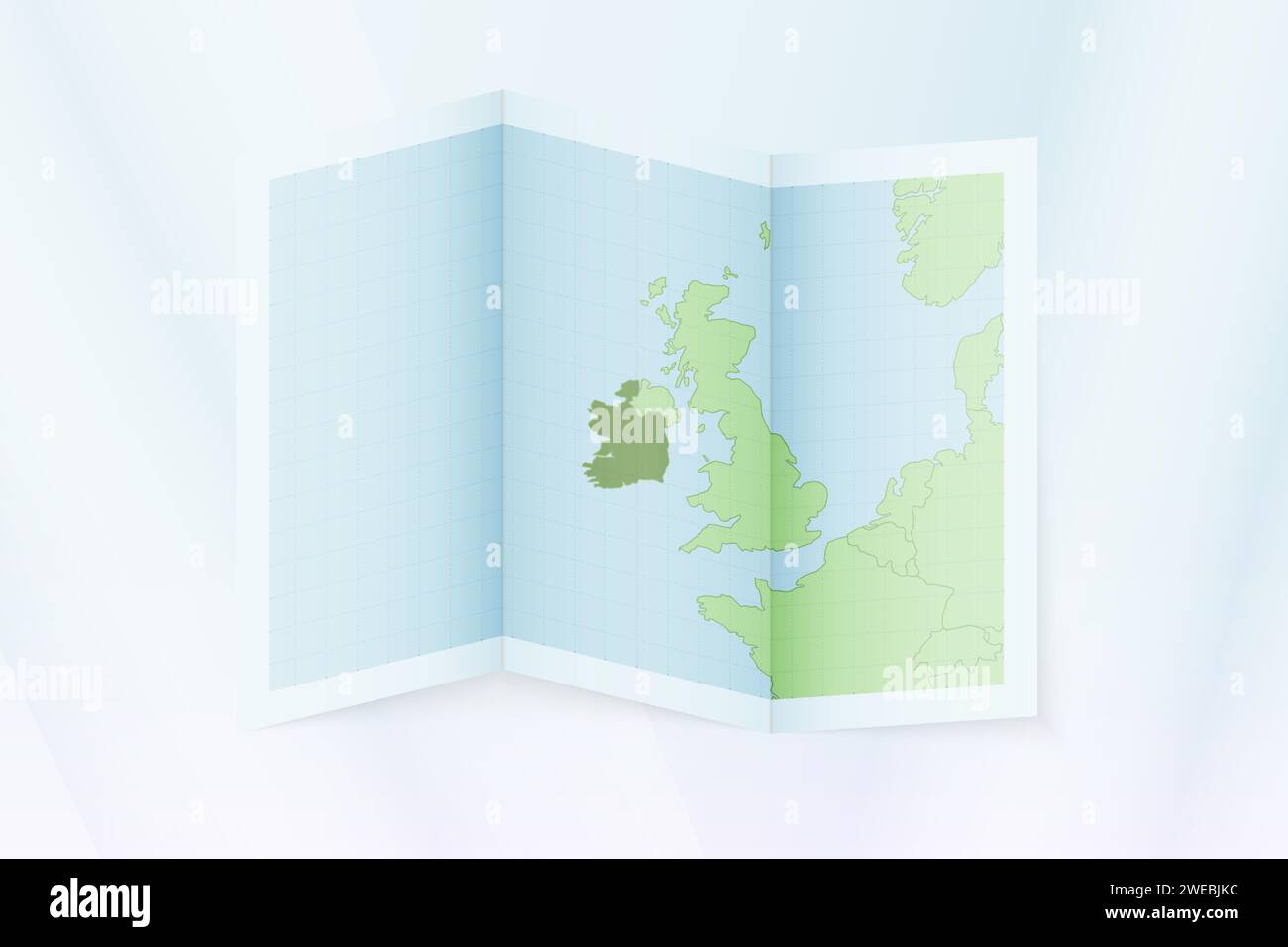 Carte de l'Irlande, papier plié avec carte de l'Irlande. Illustration vectorielle. Illustration de Vecteur