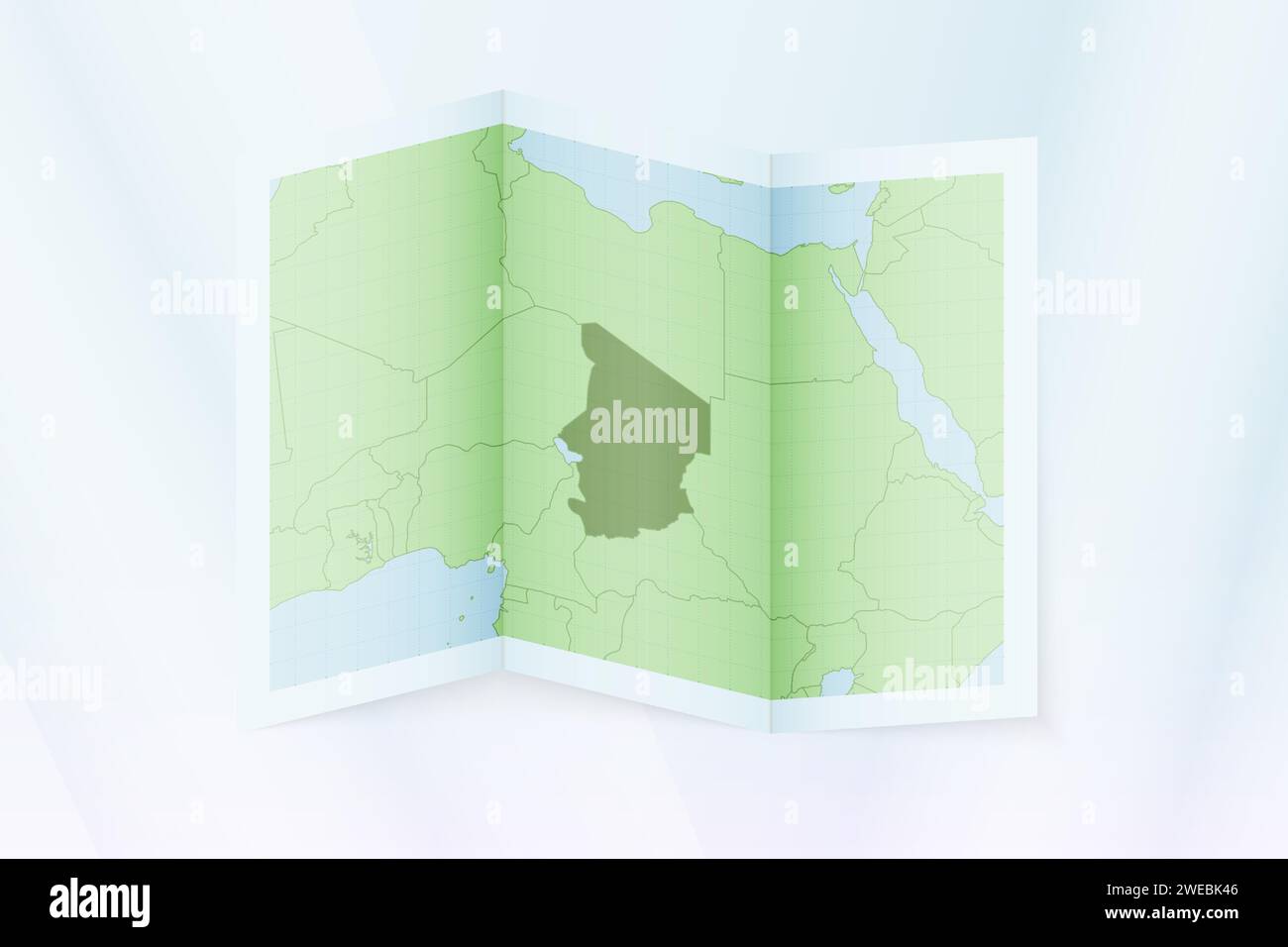 Carte du Tchad, papier plié avec carte du Tchad. Illustration vectorielle. Illustration de Vecteur