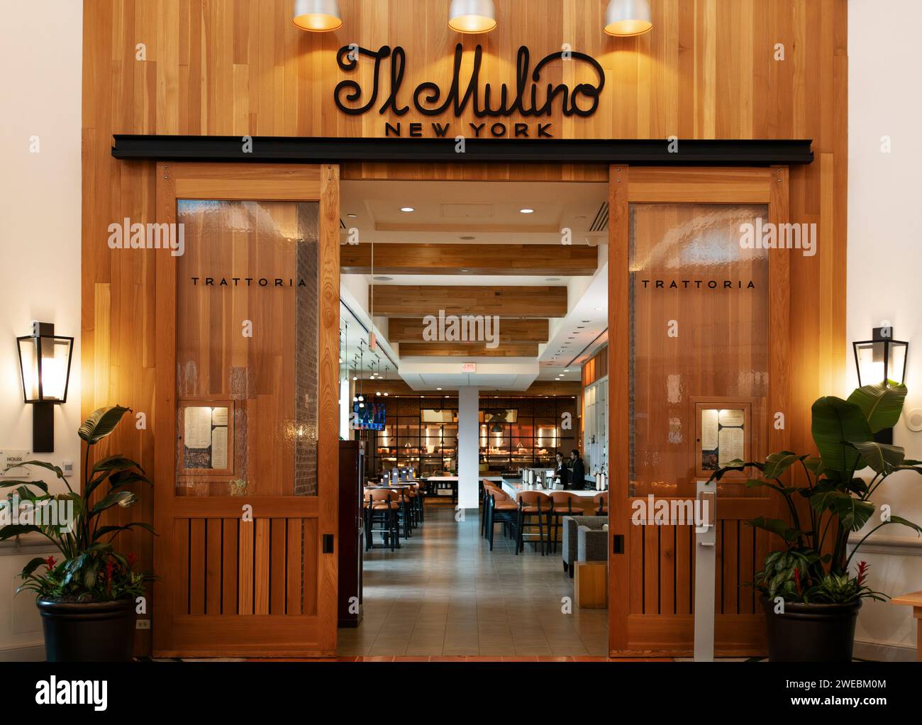 Restaurant italien il Mulino à l'hôtel Swan Disney. Banque D'Images