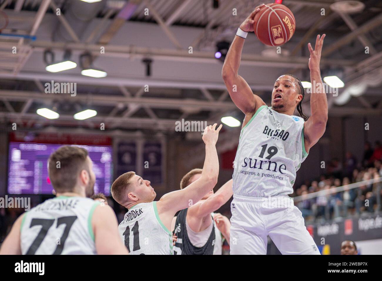 Göttingen, Deutschland 24. Janvier 2024 : coupe d'Europe FIBA - 2023/2024 - BG Göttingen vs. Surne Bilbao basket im Bild : Melwin Pantzar (Bilbao), Banque D'Images