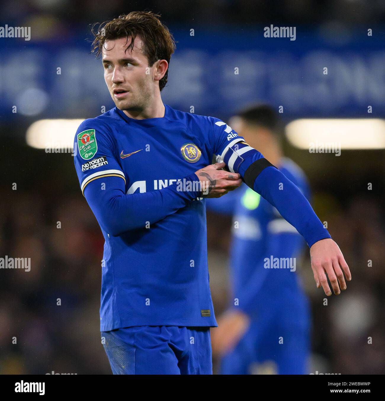 23 janvier 2024 - Chelsea v Middlesbrough - demi-finale de la coupe EFL - Stamford Bridge. Ben Chilwell de Chelsea en action. Photo : Mark pain / Alamy Live News Banque D'Images