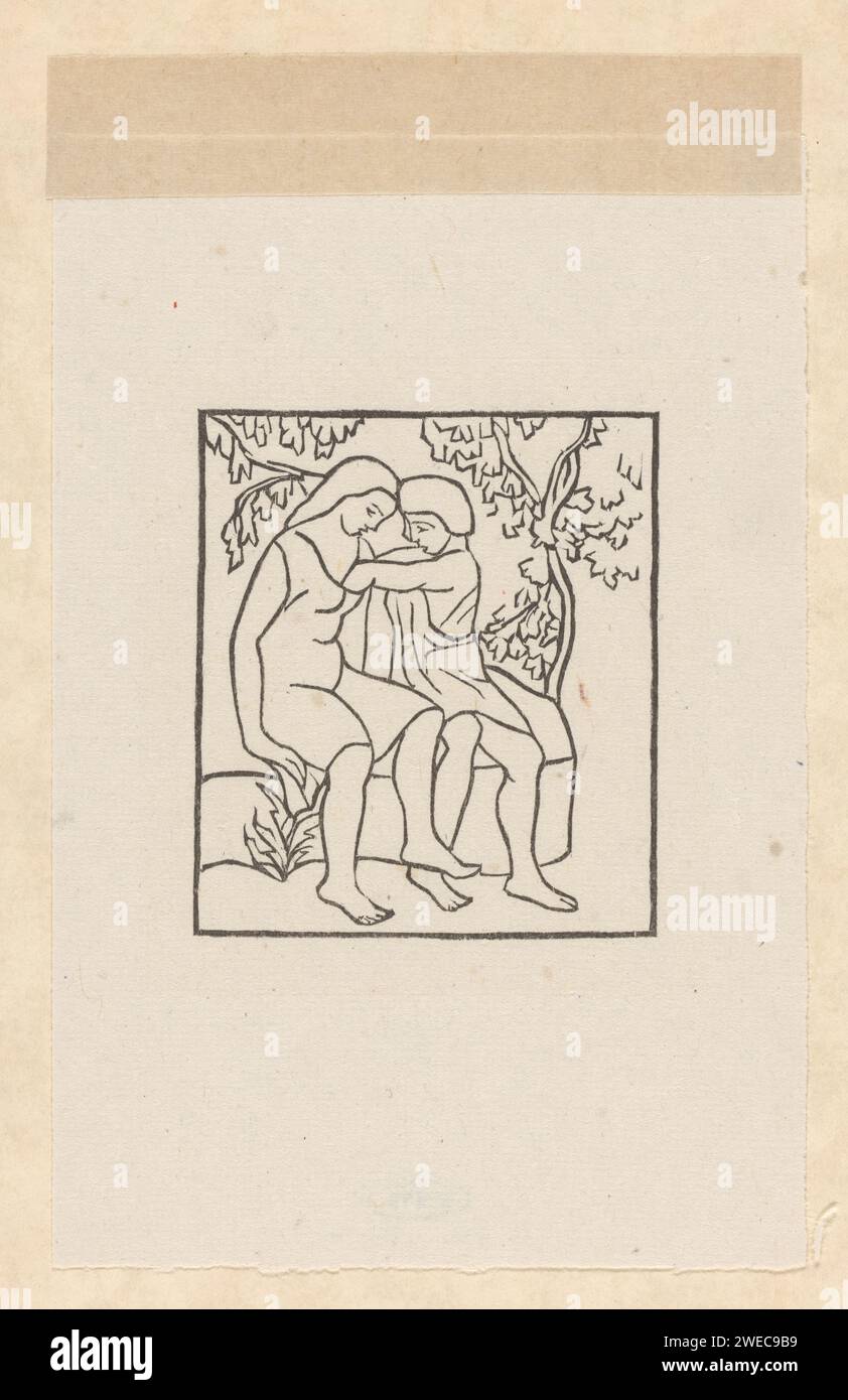 Daphnis enlève une cicade de la robe de Chloë, Aristide Maillol, 1937 insectes sur papier imprimé : cicada. bras ou main devant la poitrine. Daphnis (dans la mythologie grecque, un berger qui a inventé la poésie pastorale. Chloe Banque D'Images