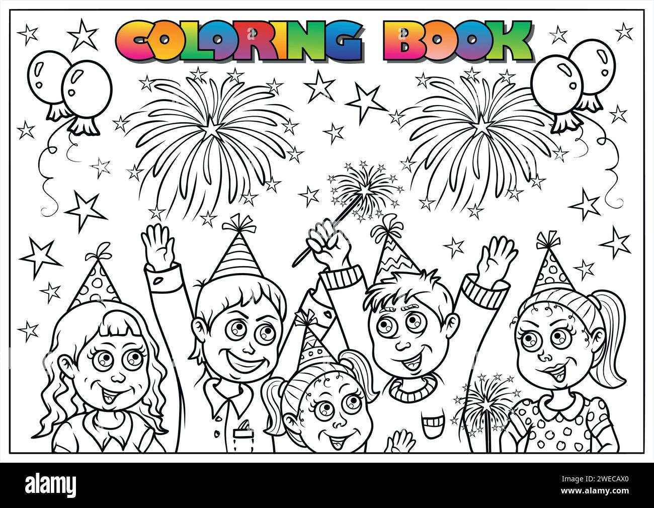 Livre de coloriage pour enfants - bonne année - Saint-Sylvestre Illustration de Vecteur