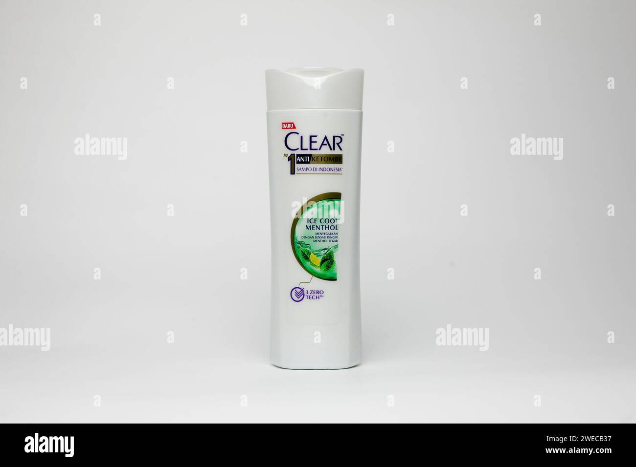 Shampooing clair anti-pelliculaire ICE cool menthol isolé sur fond blanc Banque D'Images