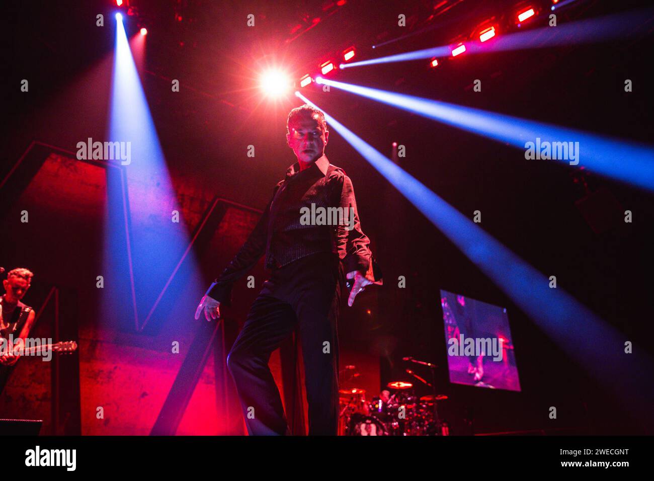 24 janvier 2024 : Dave Gahan et Martin Gore du groupe électronique britannique â€˜Depeche Modeâ€™ donnent un spectacle à guichets fermés à l'Utility Arena de Birmingham, 2024 (crédit image : © Myles Wright/ZUMA Press Wire) À USAGE ÉDITORIAL SEULEMENT! Non destiné à UN USAGE commercial ! Banque D'Images