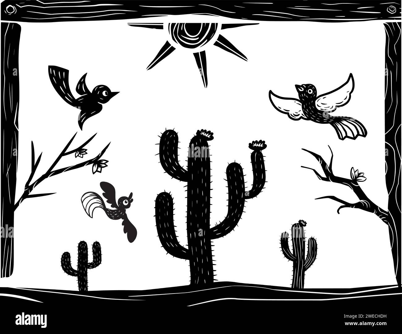 Ensemble d'icônes animales du nord-est du Brésil. Vecteurs dans le style de gravure sur bois Illustration de Vecteur