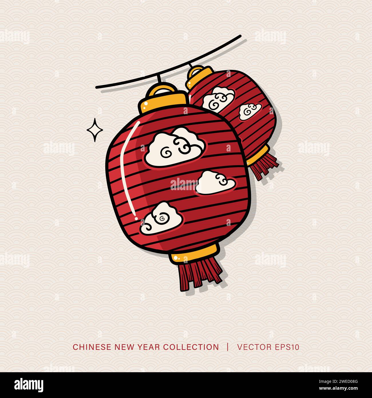 Lampe lanterne rouge suspendue de style oriental, décoration chinoise du nouvel an, conception vectorielle Illustration de Vecteur