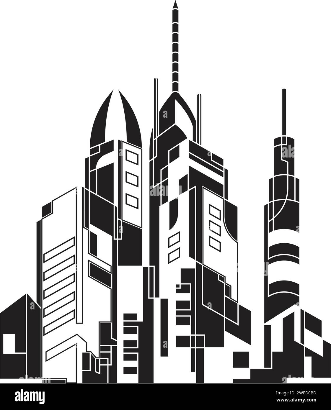 Ville moderne . silhouette ville. vector illustration en modèle plat Illustration de Vecteur