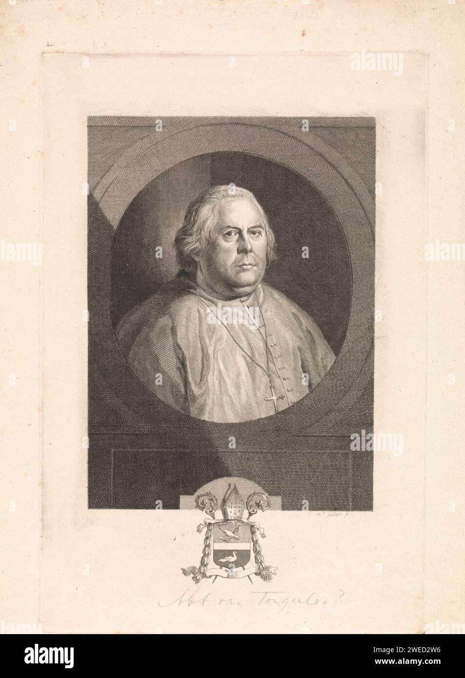 Portrait d'un abbé inconnu, Mathias de Sallieth, 1764 - 1791 tirage Portrait d'un abbé inconnu, peut-être un abbé de Tongerlo. abbé de gravure de papier Banque D'Images