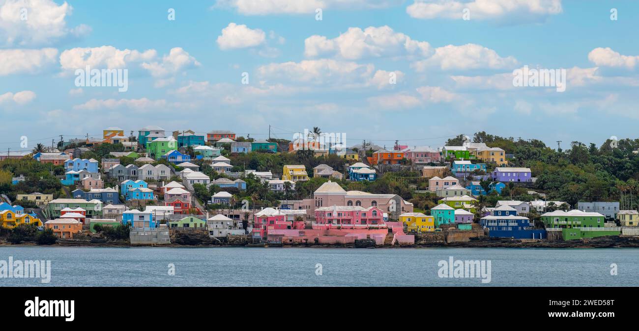 Maisons colorées aux Bermudes Banque D'Images