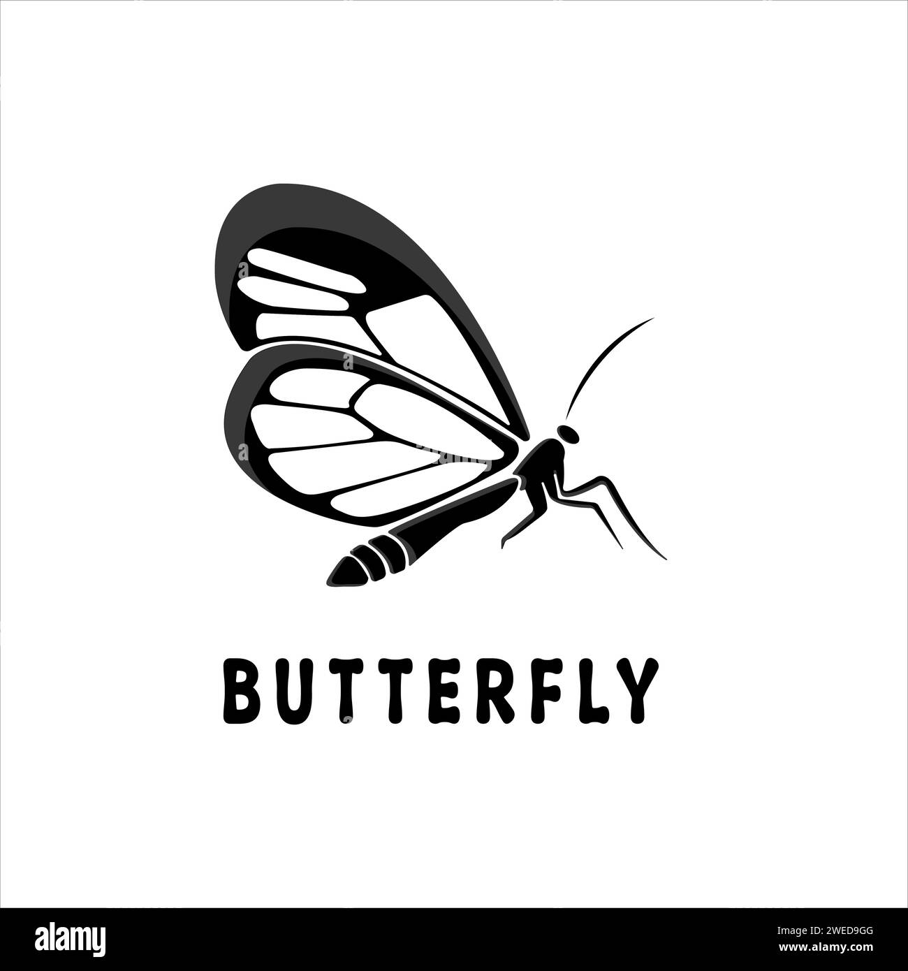 Conception d'illustration vectorielle de logo papillon noir et blanc Illustration de Vecteur