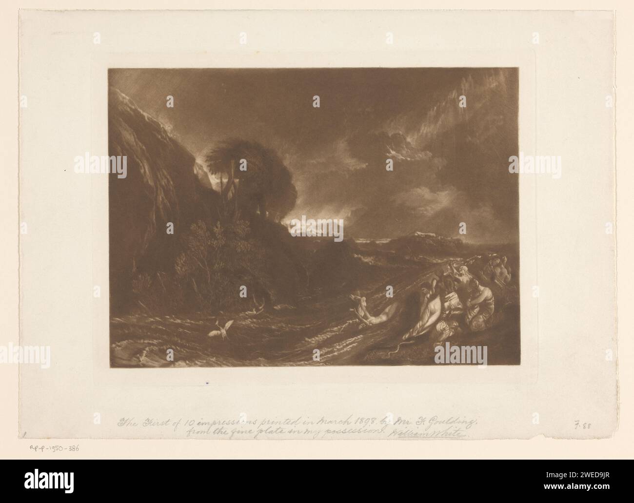 Paysage orageux avec inondations et noyades, Joseph Mallord William Turner, 1898 papier imprimé mort par noyade (non-violent). tempête Banque D'Images