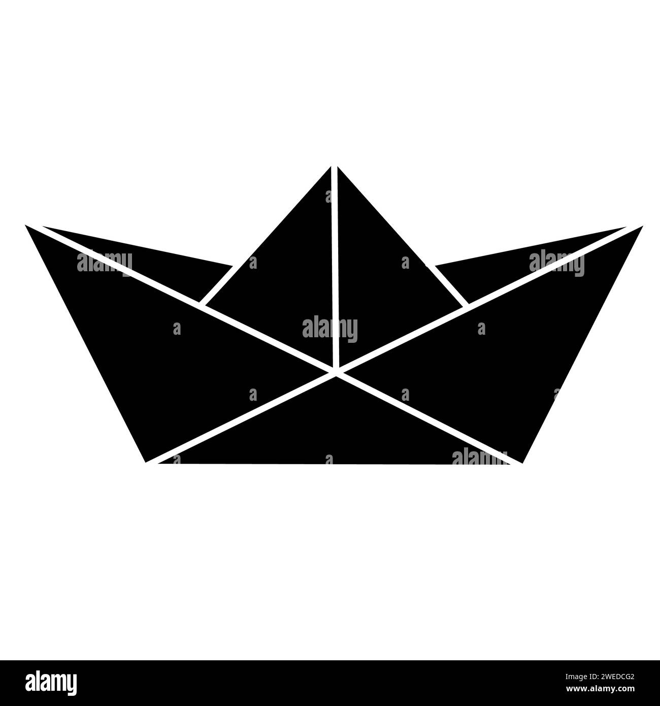 Icône de bateau en papier. Panneau de bateau en papier origami. Symbole de bateau origami. style plat. Banque D'Images