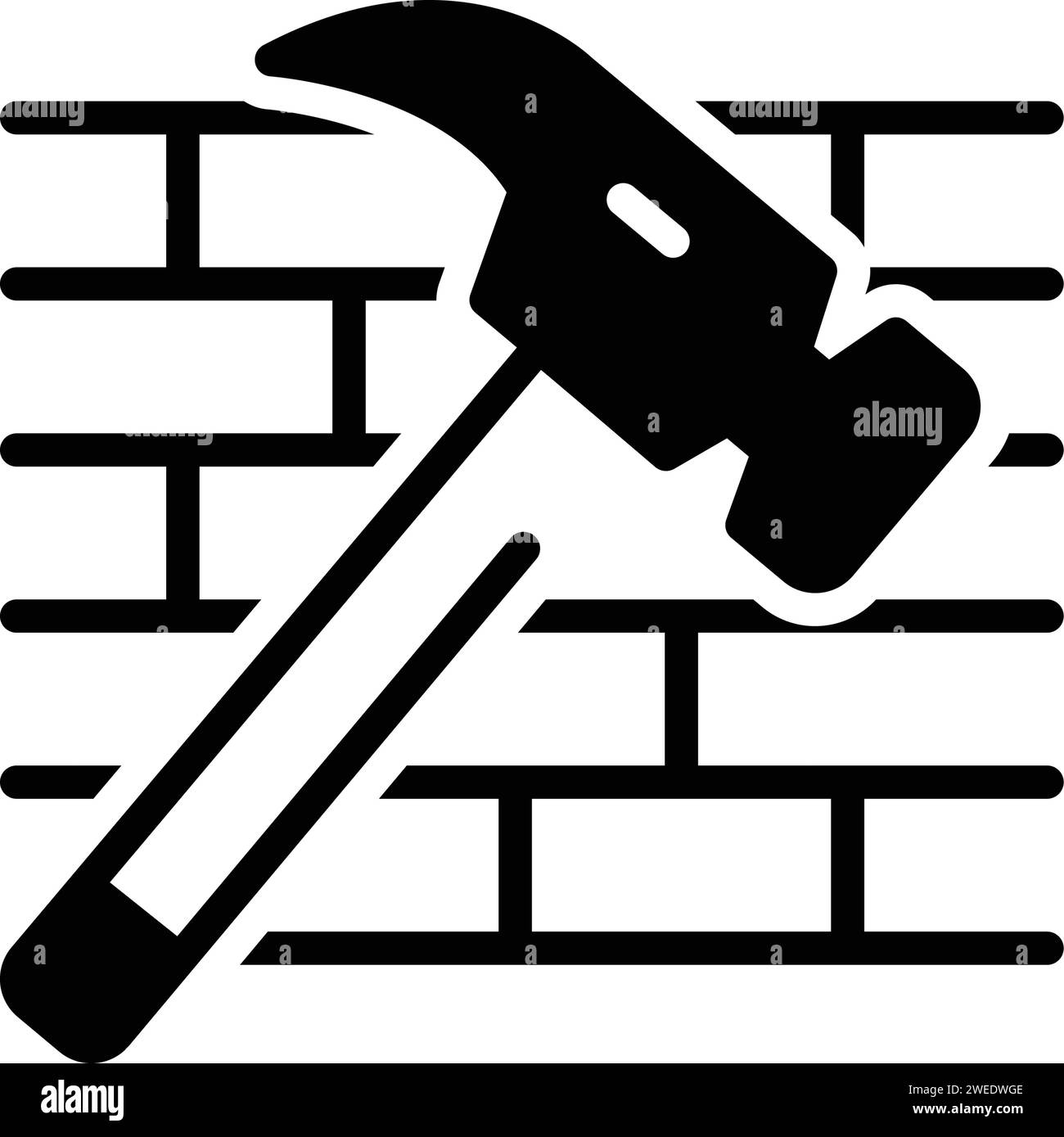 Icône pour marteau,briques Illustration de Vecteur