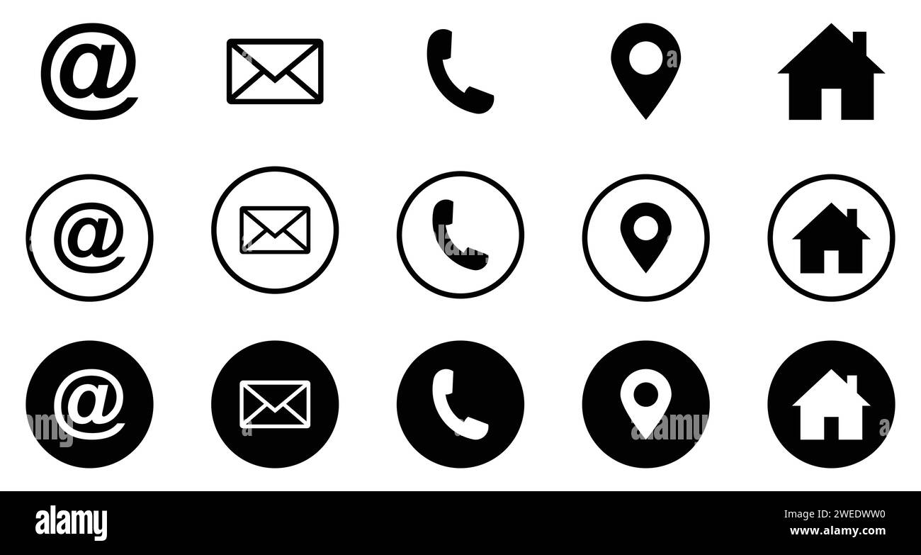 Jeu d'icônes Web. Illustration vectorielle de site Web. World Earth Globe site Web Contactez-nous emplacement PIN Email ETA appeler téléphone communication carte pointeur. Illustration de Vecteur