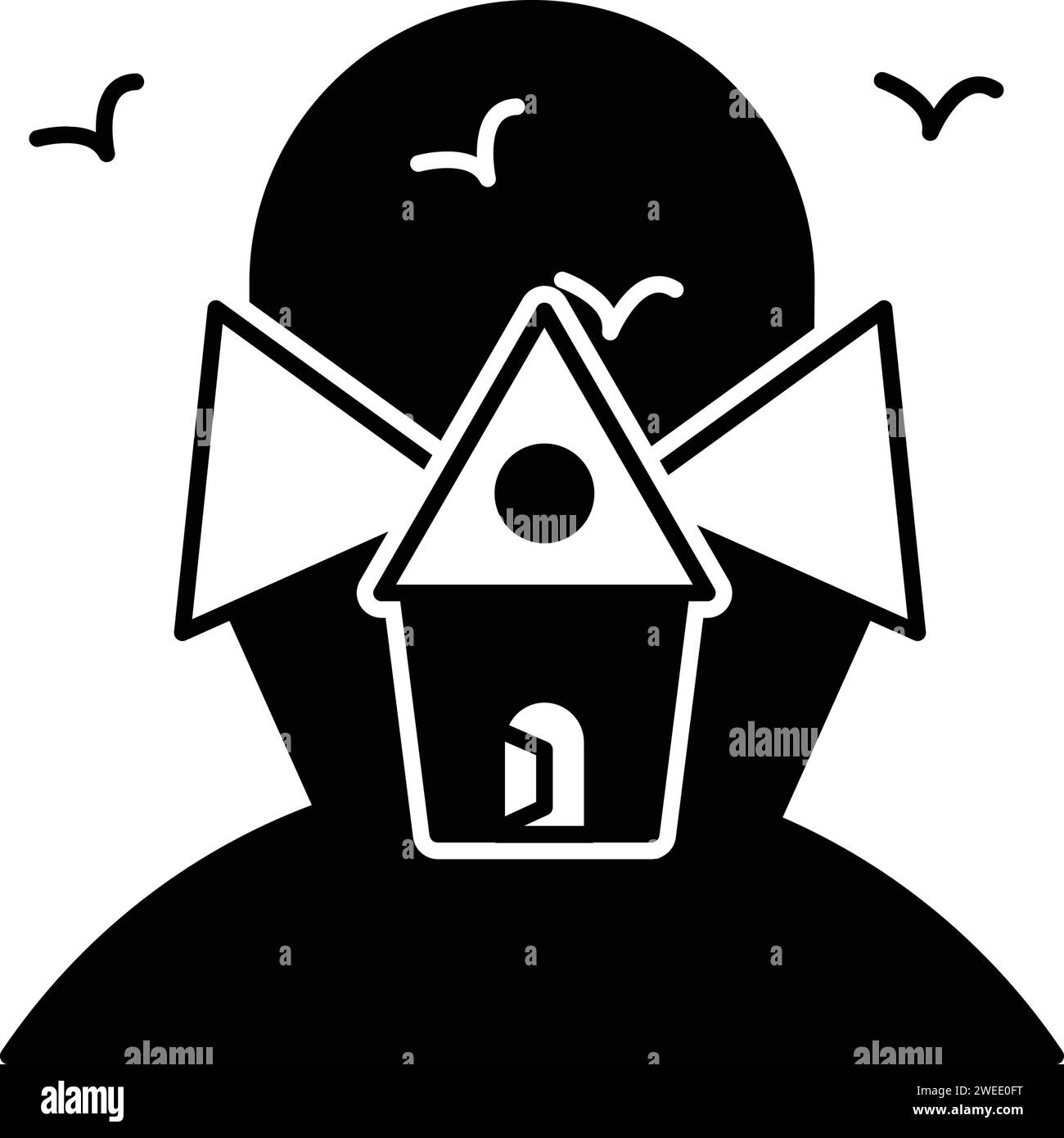 Icône pour une maison effrayante, effrayante Illustration de Vecteur