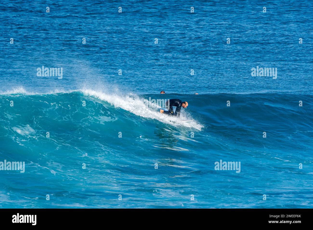 Surfer sur la vague à Carrapateira, Portugal Banque D'Images