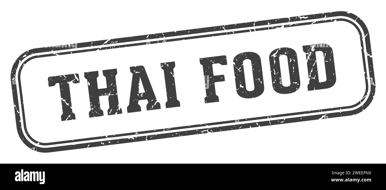 tampon alimentaire thaïlandais. timbre rectangulaire de nourriture thaïlandaise isolé sur fond blanc Illustration de Vecteur