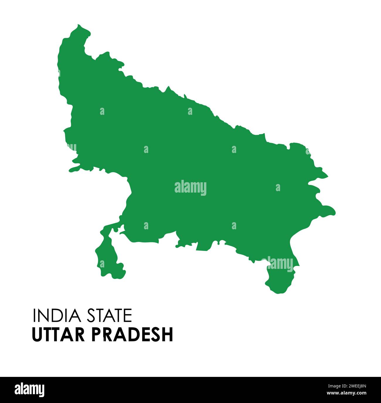 Carte de l'état indien de l'Uttar Pradesh. Illustration vectorielle de carte Uttar Pradesh. Fond blanc. Illustration de Vecteur