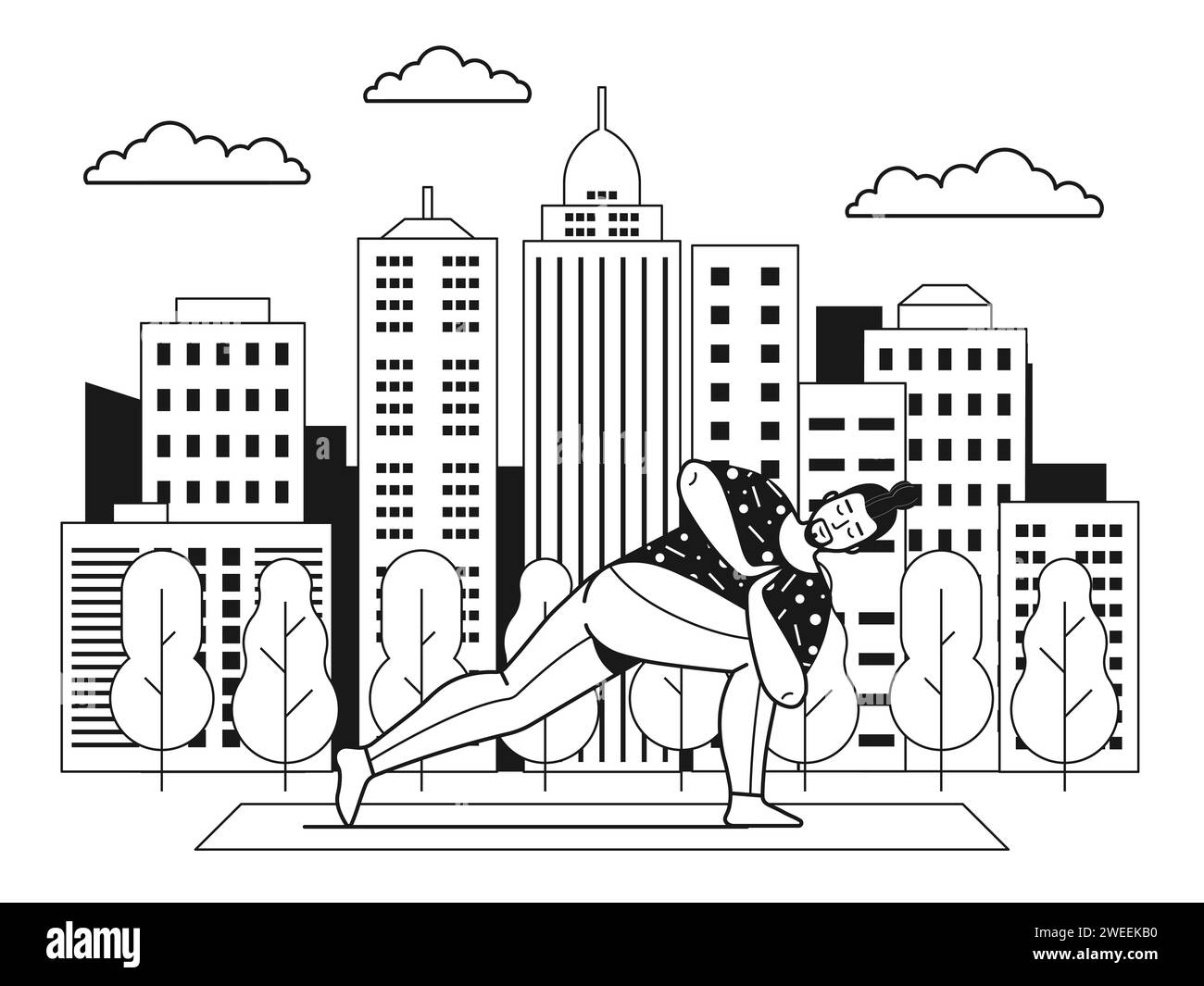 Homme pratiquant le yoga dans Open Air City Park Illustration de Vecteur
