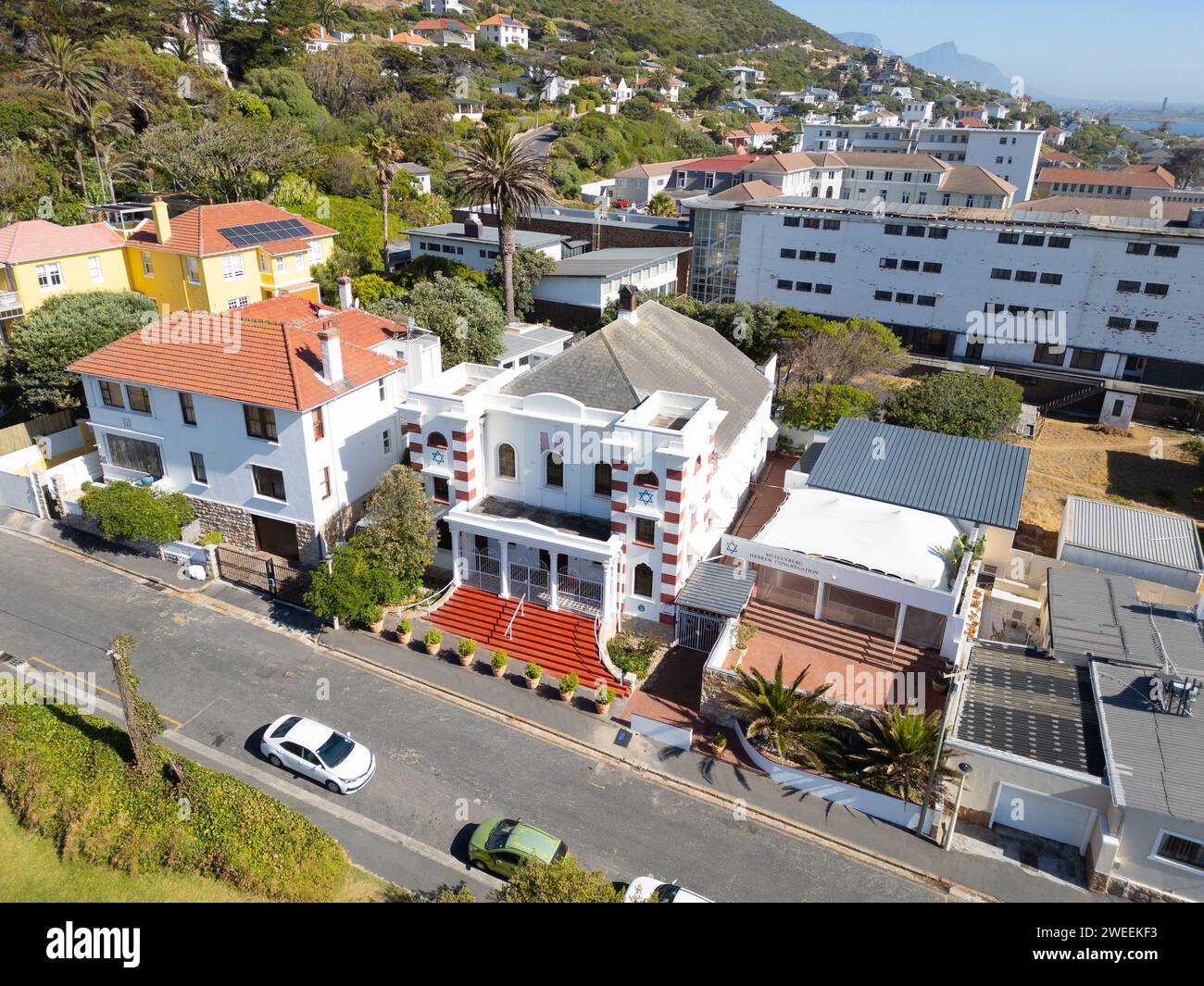Congrégation hébraïque de Muizenberg, synagogue orthodoxe moderne, Muizenberg, le Cap, Afrique du Sud Banque D'Images