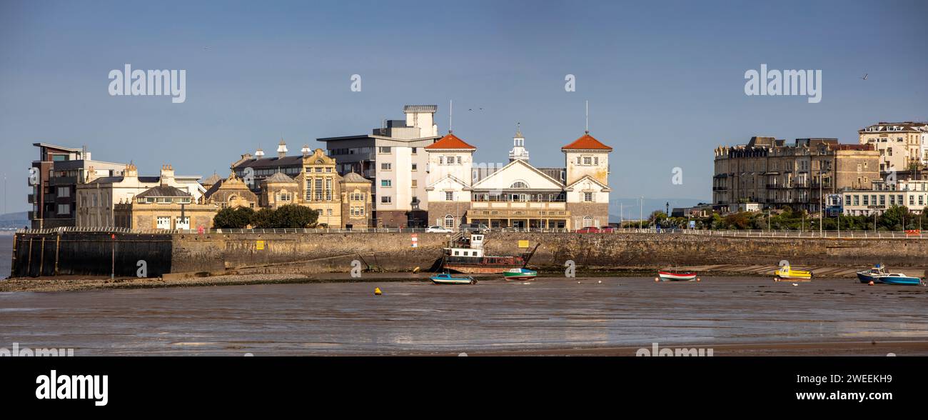 Royaume-Uni, Angleterre, Somerset, Weston-super-Mare, Knightstone Island, anciens bâtiments Spa, panoramique Banque D'Images