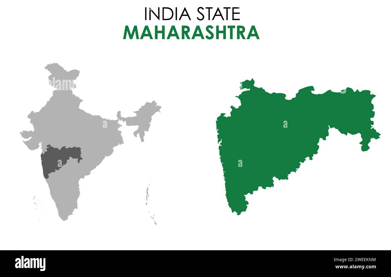 Carte Maharashtra de l'état indien. Illustration vectorielle de carte Maharashtra. Fond blanc. Illustration de Vecteur