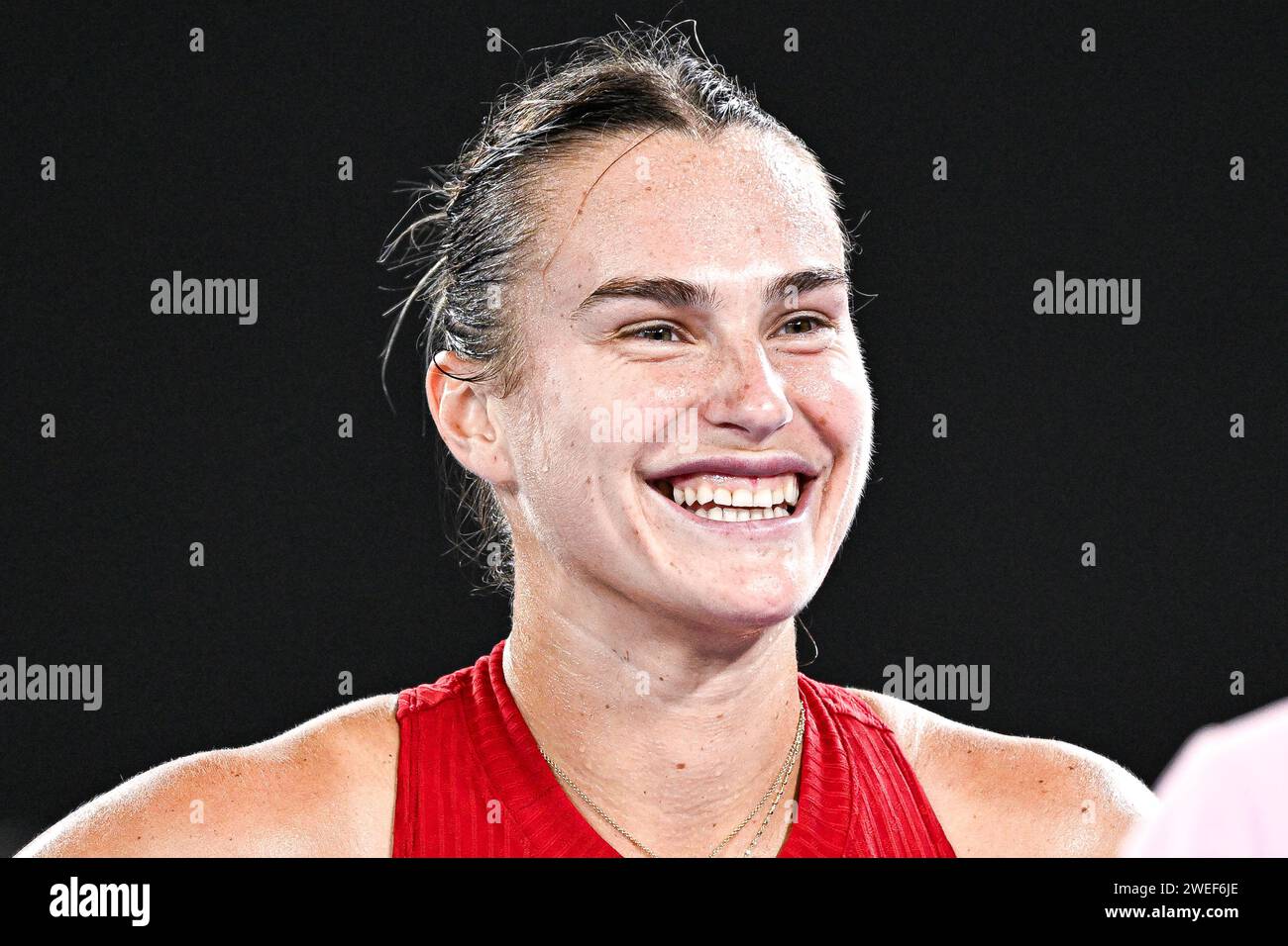 Paris, France. 23 janvier 2024. Aryna Sabalenka lors de l'Open d'Australie 2024 Grand Chelem